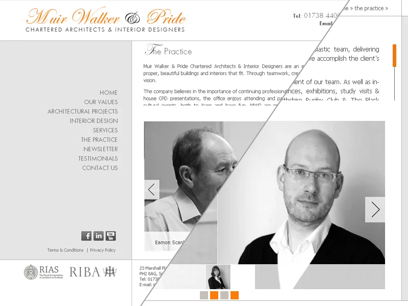 Muir Walker & Pride practice and team section on the custom CMS website