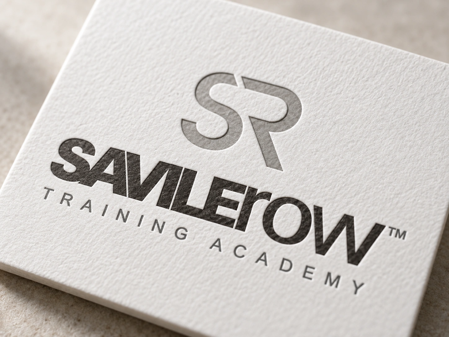Savile Row Training Academy logo printed on textured premium card